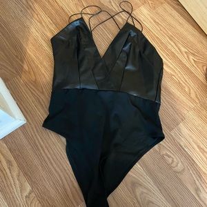 Faux leather bodysuit